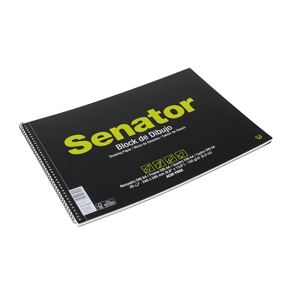 Senator Zeichenblock A4 – 150g Papier, Mikroperforiert, Säurefrei, FSC-zertifiziert, 20 Blatt Knochenfarben, Ideal Für Skizzen & Zeichnungen